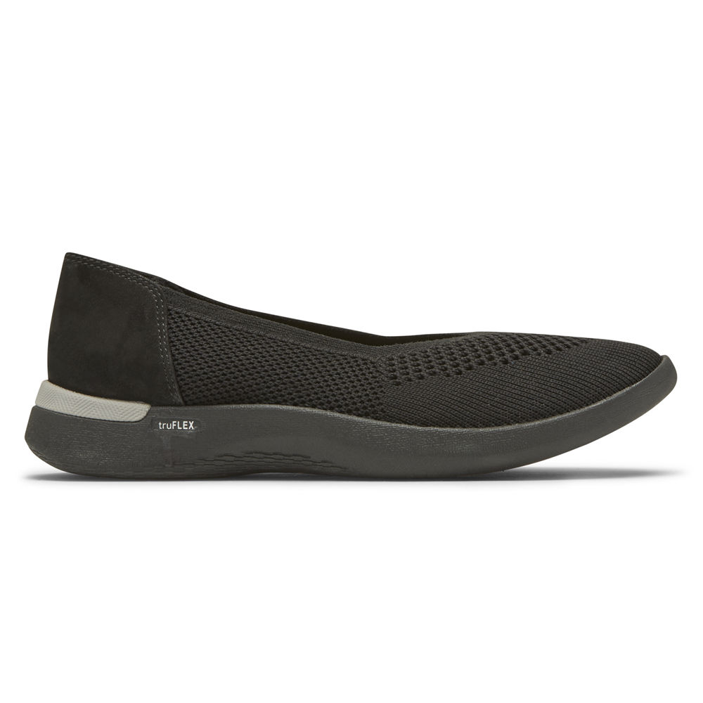 Rockport Singapore Womens Flats - truFLEX Fly Knit Ballet Black - WQ4672890